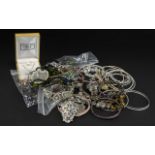 Mixed Bag of Vintage Costume Jewellery including bangles, bracelets, watches, brooches, necklaces,