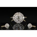 Antique Period - Ladies 18ct Gold and Platinum Superb Quality Diamond Set Cluster Ring.