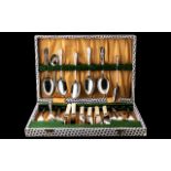 Boxed Set of Cutlery, setting for 6, in stainless steel with embossed pattern to handle.