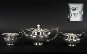 Edwardian Period Superb Quality Sterling Silver Tea for Two ( 3 ) Piece Tea Service,