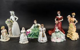A Collection of Porcelain Figures to include Coalport Ladies of Fashion Jenny,