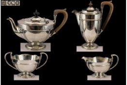 Art Nouveau Design Superb Quality Sterling Silver ( 4 ) Piece Tea Service. Of Wonderful Design and