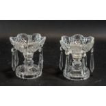 A Pair of Lustre Candlestick Centre Pieces. Irish Glass, Good Quality In the Waterford Style.
