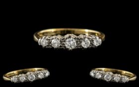 18ct Gold and Platinum 5 Stone Diamond Ring. Marked 18ct and Platinum to Interior of Shank.