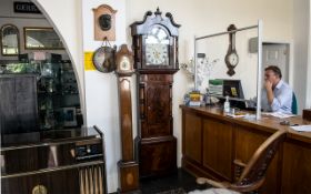 Early Victorian Mahogany Cased Grandfather Clock, with an arched painted dial, with a rolling moon.