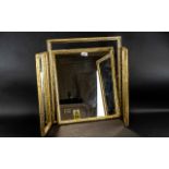 Gilt Framed Triple Mirror of Square Form, overall size when opened 36" wide x 20" height.
