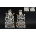 Lladro - Pair of Rare Large and Impressive Hand Painted Porcelain Figures ' Chinese Nobleman '