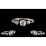 Antique Period 18ct White Gold Attractive 3 Stone Diamond Set Ring.