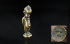 Franz Hagenauer Austria Bronze Miniature Figure of An African Child ( Bashful ) Standing on a Small