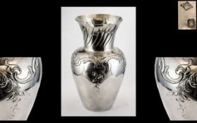 Edwardian Period French Silver Vase with French Silver Hallmark. Stamped G.C & CIE For Ponti