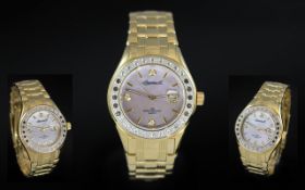 Ingersoll - Swiss Made Gents Gold on Steel Diamond and Topaz Set Wrist Watch.