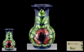 Moorcroft - Modern Bulbous Tube lined Large Vase ' Big Poppy ' Design on Blue Ground.