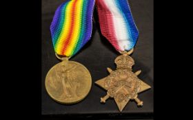 WWI Medal Duo, 16223 PTE R. RIPLEY LNLR. Comprising 1914-15 Star and The Allied Victory Medal.