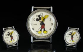 Vintage Timex 'Mickey Mouse' Watch in a chrome casing,