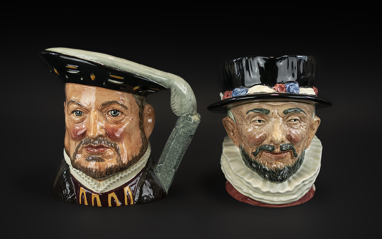 Royal Doulton Character Jugs ( 2 ) In Total. Henry VIII & Beefeater. No Damage. Please See Photo.
