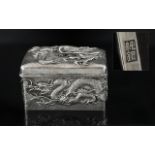Chinese Export Silver Wonderful Quality Hinged Lidded Box, of rectangular form.