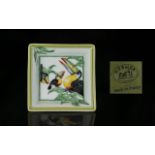 Hermes - Paris Small Hand Painted Porcelain Pin Dish of Square Form,
