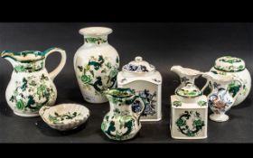 A Collection of Masons Pottery including a six piece set 'Chartreuse' design comprising of a Vase,