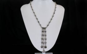 Anglo Indian - Early 20th Century Attractive and Superb Silver Necklace with Long Tassel Drops,