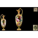 Royal Worcester - Signed and Hand Painted Ewer ' Roses ' Stillife. Signed Austin, Date 1907.