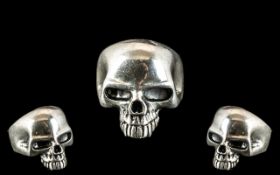 Large and Impressive Skull Ring, very well detailed throughout; a real statement piece, marked for