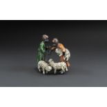 Austrian Style Cold Painted Small Heavy Bronze of Arab Shepherds Bartering, stamped B, 5 inches (12.