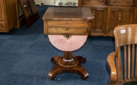 Regency Rosewood Ladies Work Box with fitted top writing drawer.