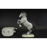 Beswick - Hand Painted Ceramic Figure ' Welsh Cob ( Rearing ) Matt Grey ' Model No 1014. Designer A.