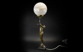 Art Deco Bronzed Lamp in the form of a dancing maiden, known as 'Lighter than Air'.