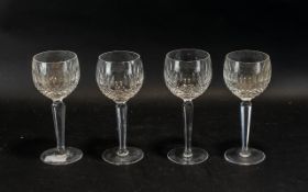 A Set of Irish Waterford Crystal Glasses comprising of 4 wine glasses. In the Boyne style.