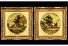 John Holland - Dated 1875 - A Pair of Fine Quality Oil Paintings on Round Panels, Depicting