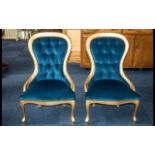 Pair of French Style Balloon Back Gilded Parlour Chairs,
