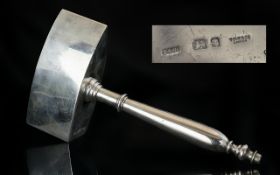 Masonic Interest Solid Silver Mallet of typical form, fully hallmarked Toye and Company London,