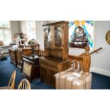 Jay-lee Oak Paneled Fronted TV Cabinet With a Leaded Glass Bottom Drawer, Size 36 Inches Wide,