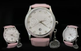 Dolce & Gabbana 'Time' Ladies Stainless Steel Wrist Watch with crystal set bezel and markers,