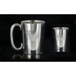 Edwardian Period Sterling Silver Cup / Tankard of Small Proportions and Plain Form,