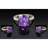 Gold Plated Silver Mounted Amethyst Dress Ring, of large size, ring size L.