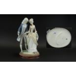 Lladro - Large and Impressive Hand Painted Porcelain Figure ' Walk In Versailles ' Model No 5004.