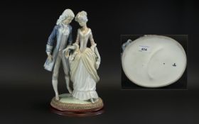 Lladro - Large and Impressive Hand Painted Porcelain Figure ' Walk In Versailles ' Model No 5004.