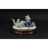 Lladro Hand Painted Porcelain Figure 'Little Girl Playing With Puppies', model no.