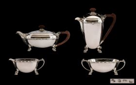 1930's Superior Quality Sterling Silver ( Designer ) 4 Piece Tea and Coffee Set, Embellished with