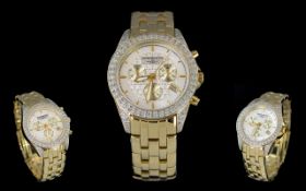 Diamond & Company Swiss Made Gents Heavy Gold on Steel Quartz Chronograph Wrist Watch.