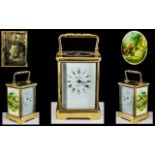 Large Brass Carriage Clock with carrying handle,