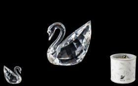 Small Swarovski Swan In Original Box From the S.C.S Range. Measures Approx 1 by 1.5 Inches.