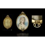 Richard Cosway Attributed 1742-1821 Handpainted Watercolour Portrait Miniature in ivory of Lady