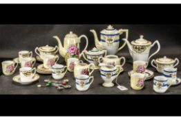 A Collection of Three Part Tea Sets to include, Meito China hand painted saucer x4 with two cups,