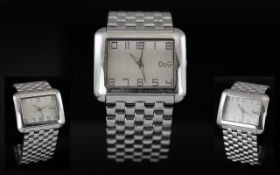 Dolce & Gabbana 'Time' Unisex Stainless Steel Fashion Wrist Watch with impressive wide bracelet