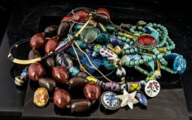 Vintage Costume Jewellery. Large Statement Stone Set Necklaces, Enamel Necklaces, Earrings etc.