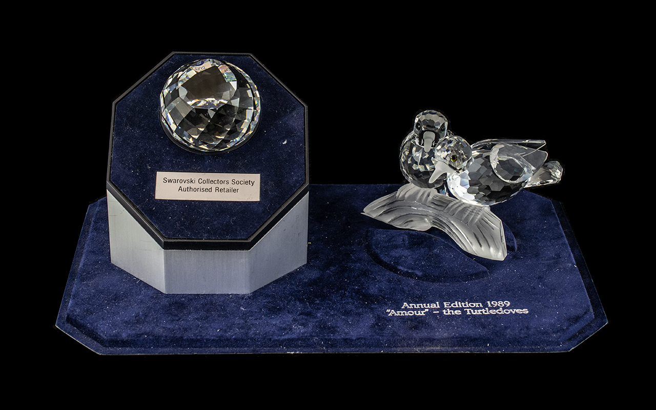 Swarovski Annual Members Piece 1989 - The Turtle Doves 'Amour',