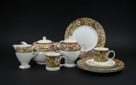 Wedgwood 'Augustus' Tea Service, comprising a tea pot, lidded sugar bowl, milk jug,